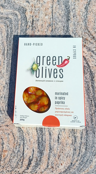 Grüne Oliven pikant (mit Chili), vakuum, Ktima Erotokritos